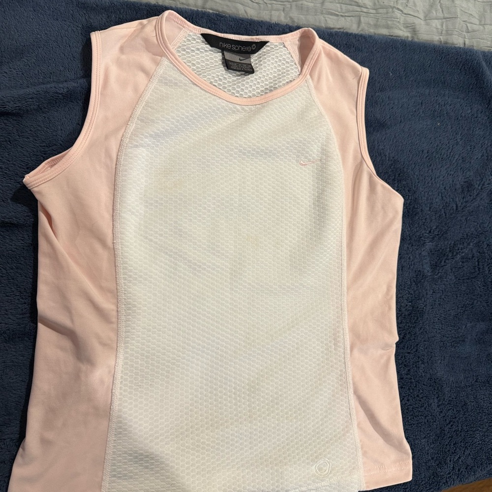 Nike Pink and White Sleeveless Sports Top